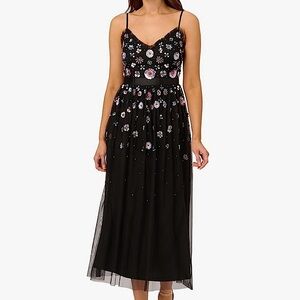 Adrianna Papell Women's Multi Floral Sequin Beaded Embellished Dress
